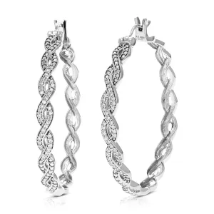 1/4 cttw Lab Grown Diamond Inside Out Hoop Earrings in Silver