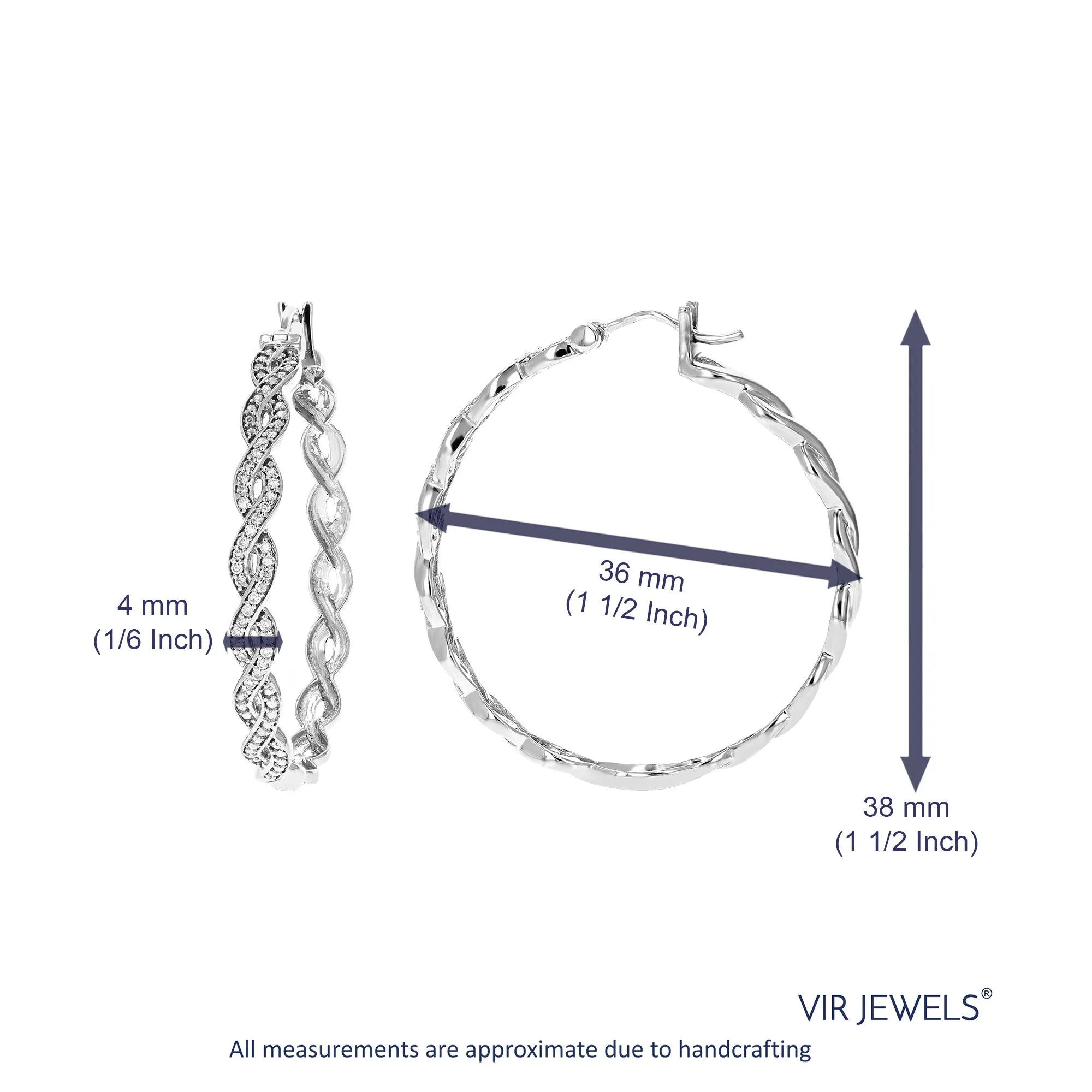 1/4 cttw Lab Grown Diamond Inside Out Hoop Earrings in Silver