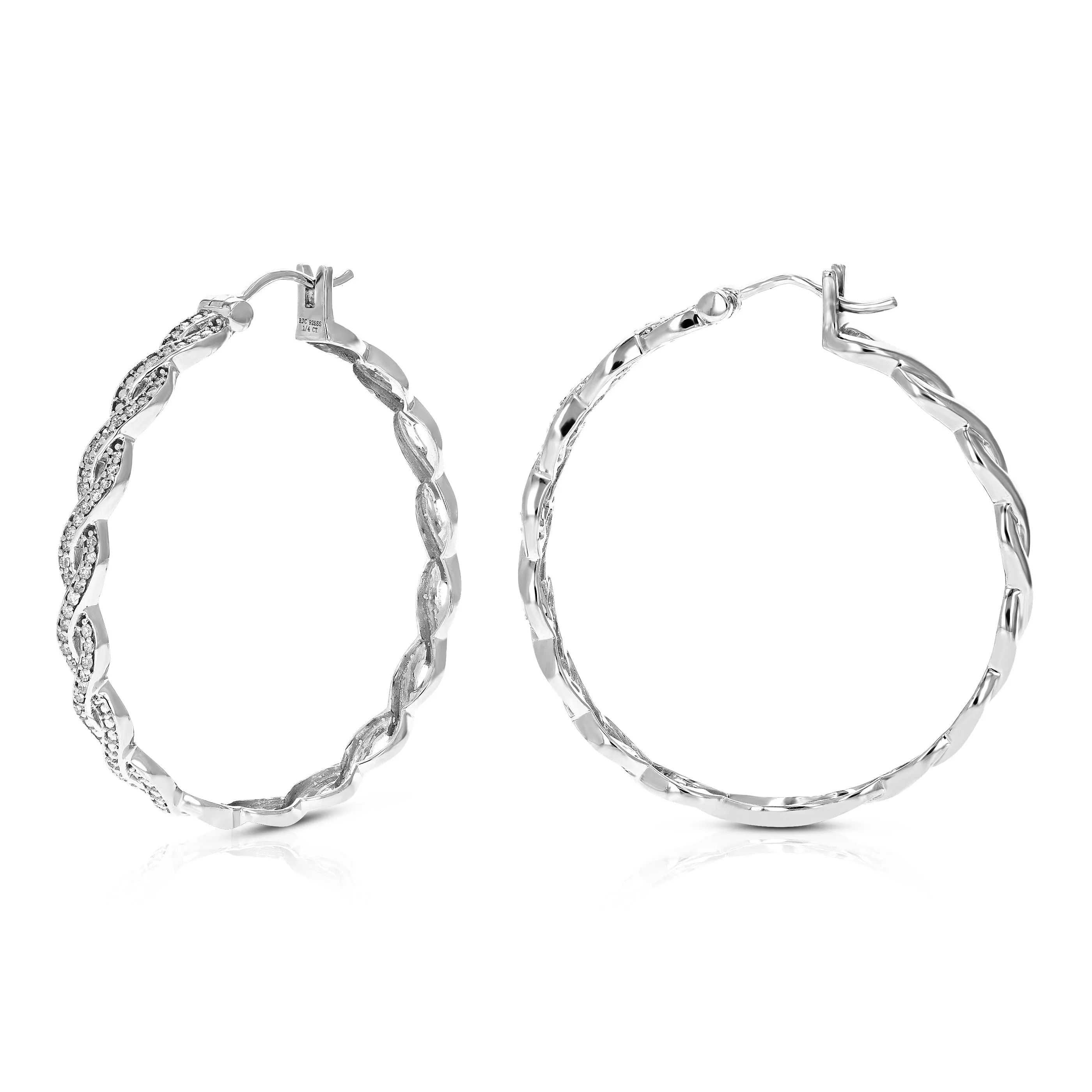 1/4 cttw Lab Grown Diamond Inside Out Hoop Earrings in Silver