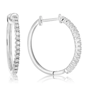 1/4 cttw Petite Diamond Hoop Earrings in Sterling Silver