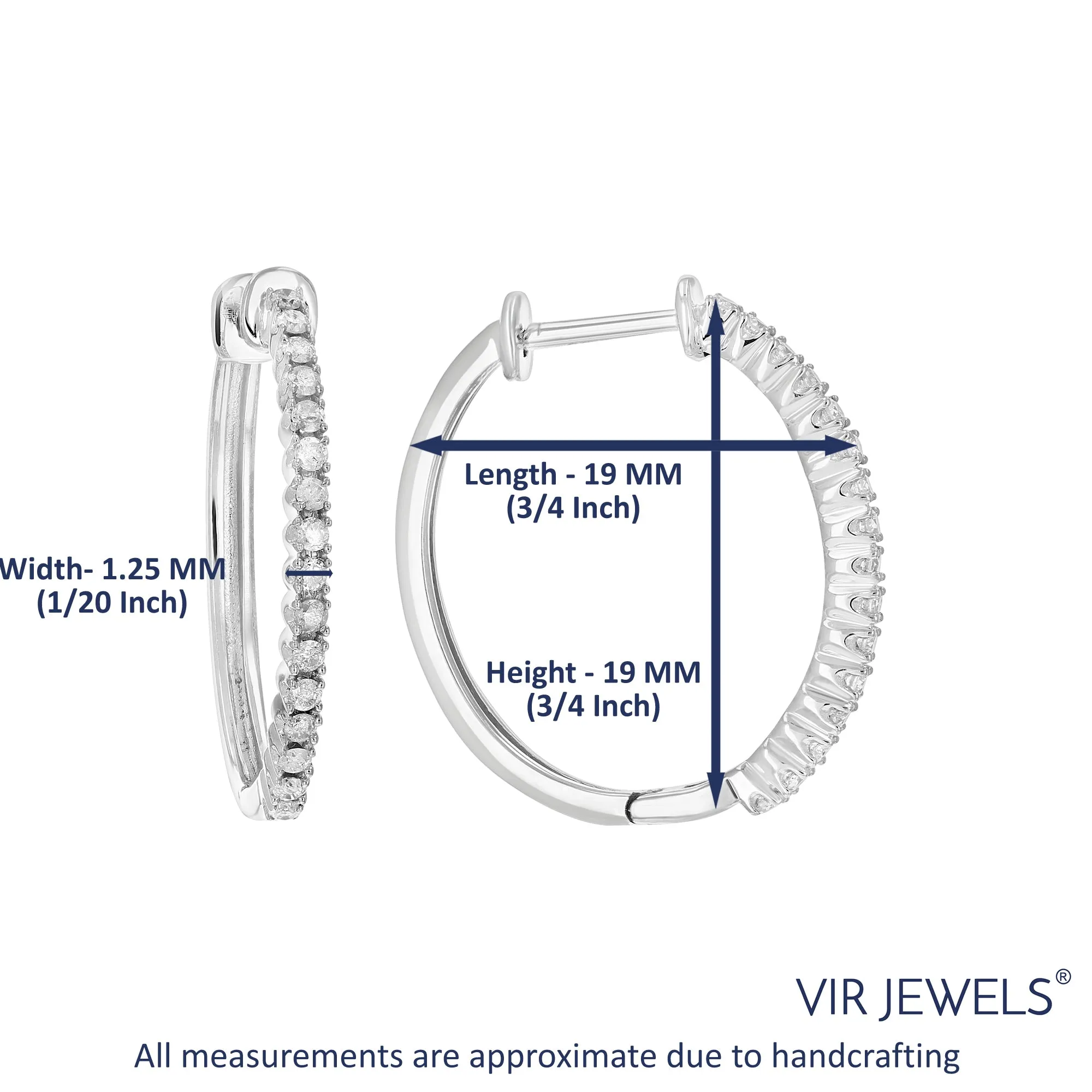 1/4 cttw Petite Diamond Hoop Earrings in Sterling Silver
