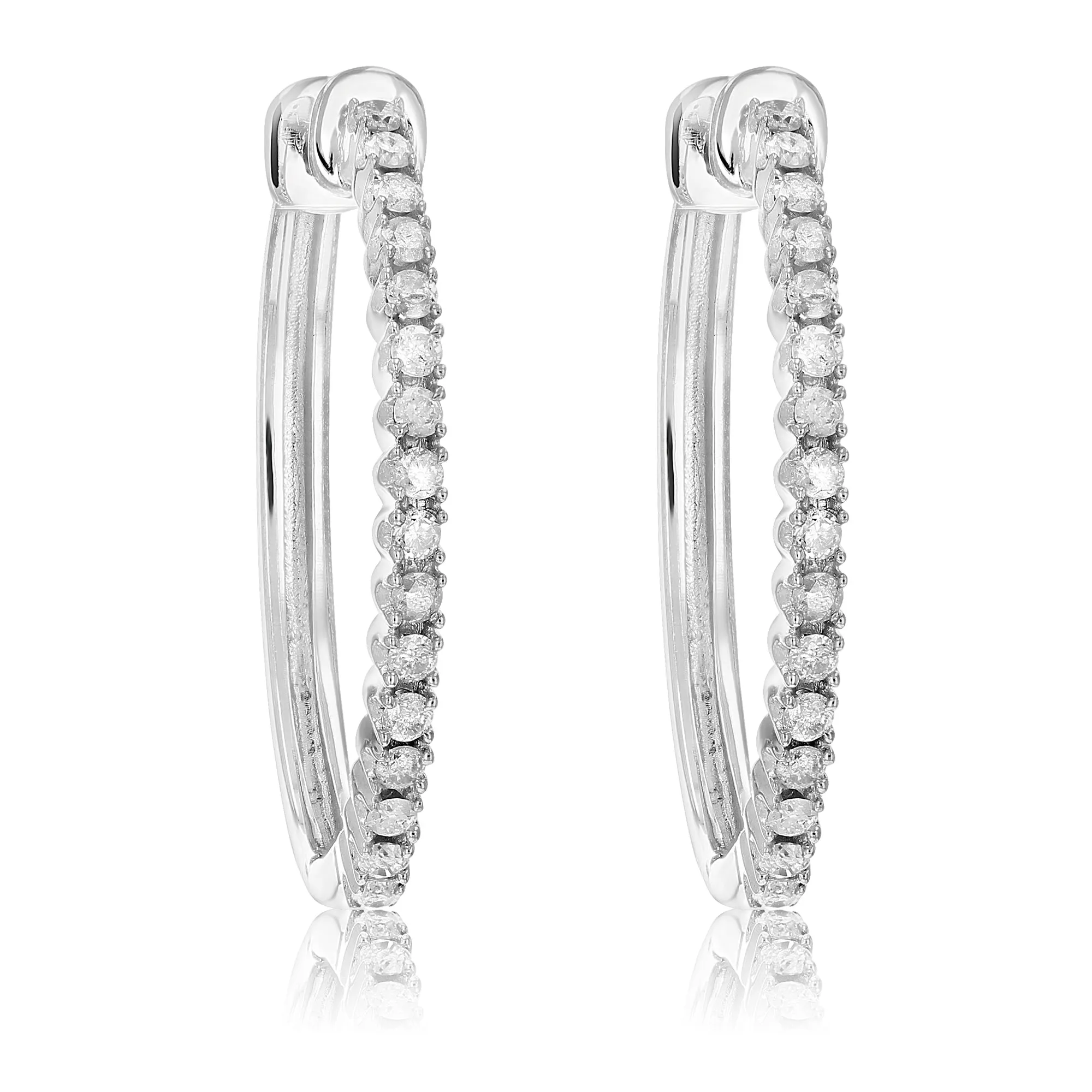 1/4 cttw Petite Diamond Hoop Earrings in Sterling Silver