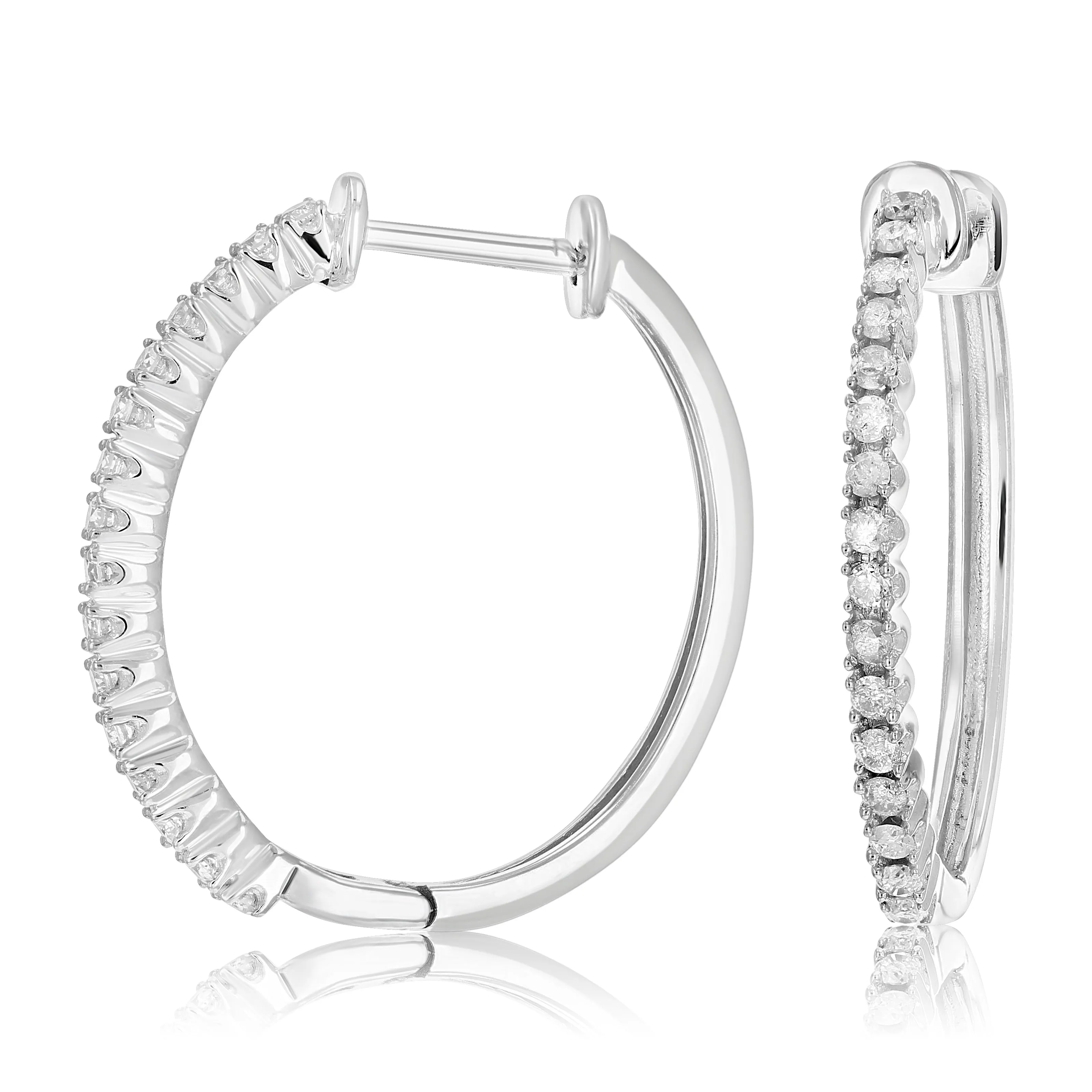 1/4 cttw Petite Diamond Hoop Earrings in Sterling Silver
