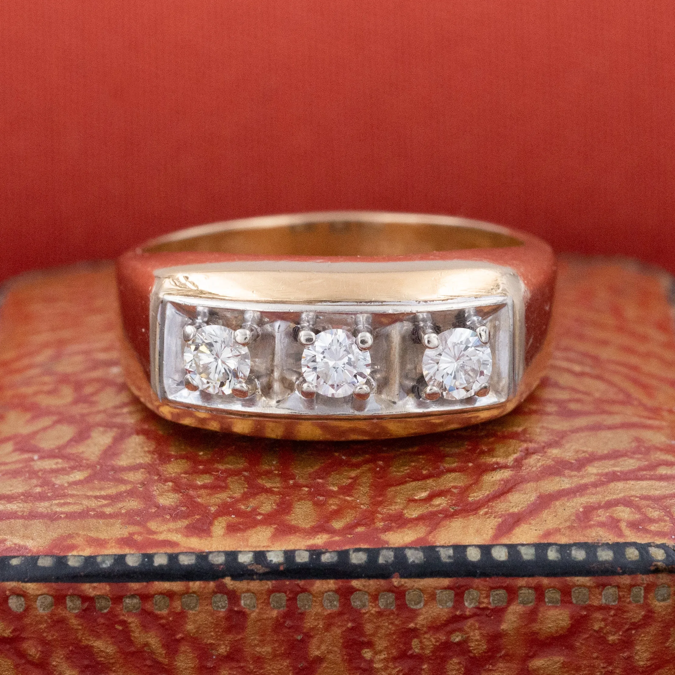14 Karat 3-Stone Diamond Band