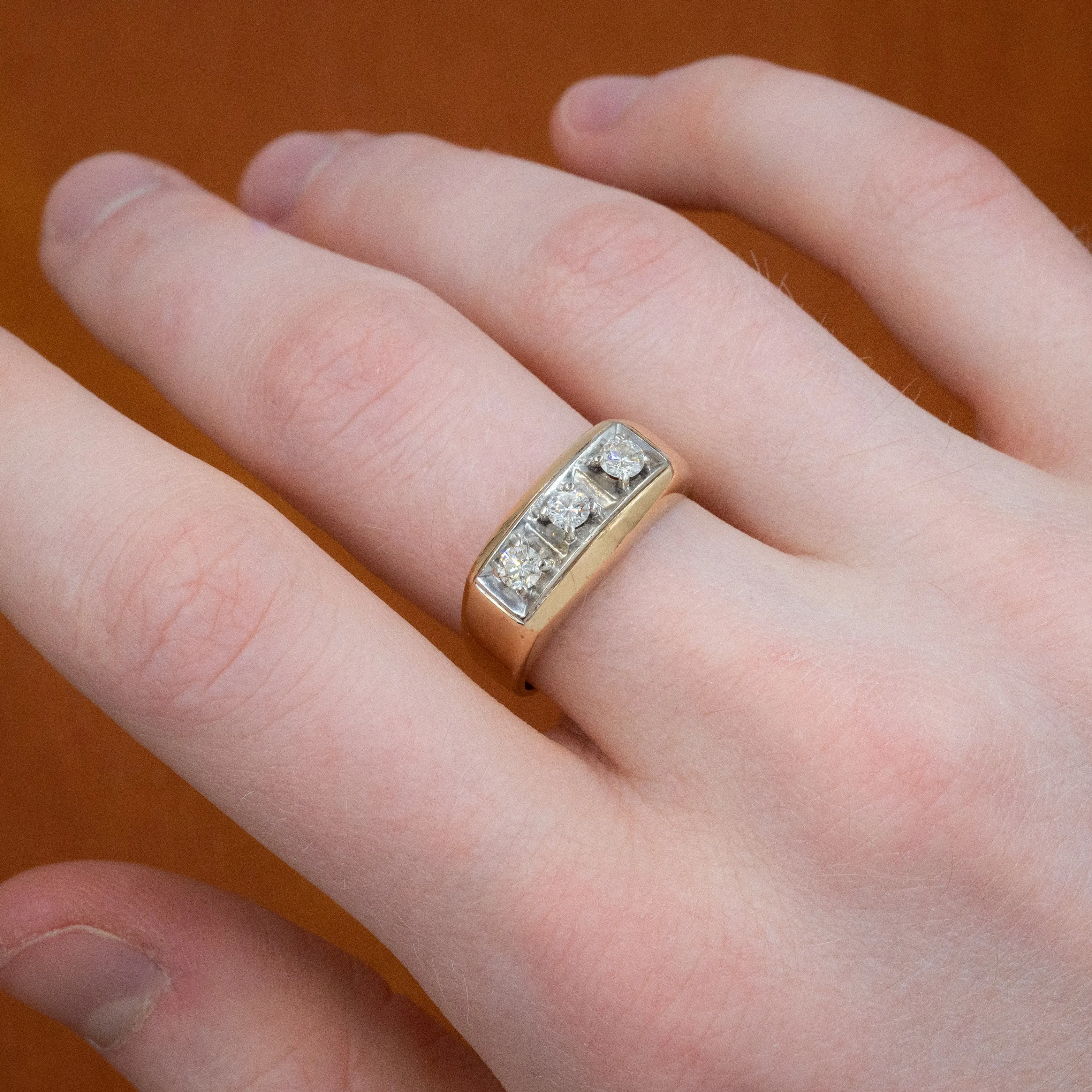 14 Karat 3-Stone Diamond Band