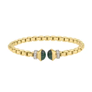 14K Diamond & Malachite Venetian Link Bangle