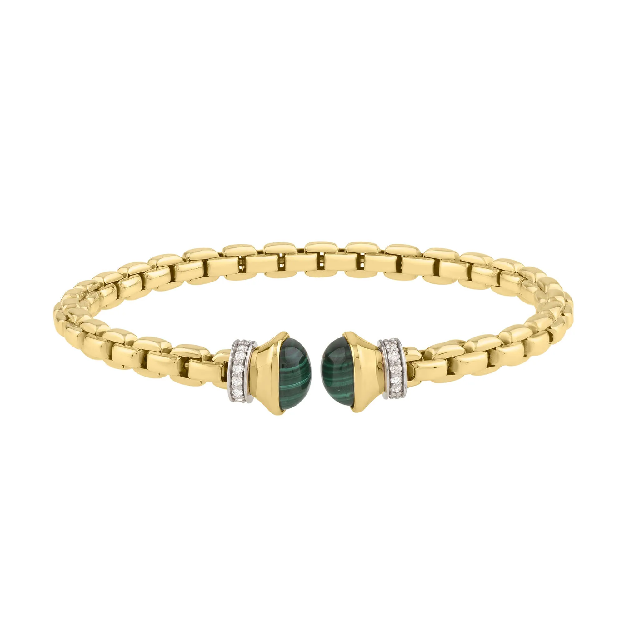 14K Diamond & Malachite Venetian Link Bangle