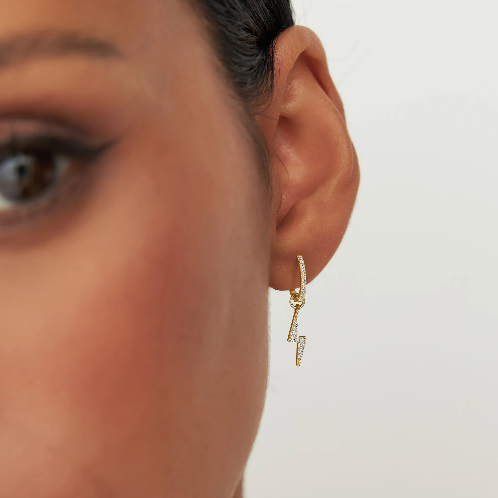14k Diamond Lightning Hoop Charm