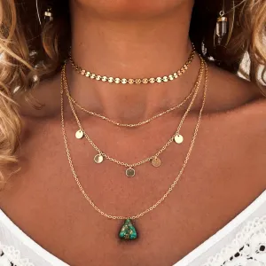 14K gold-filled layered necklace set with Sonoran Gold turquoise