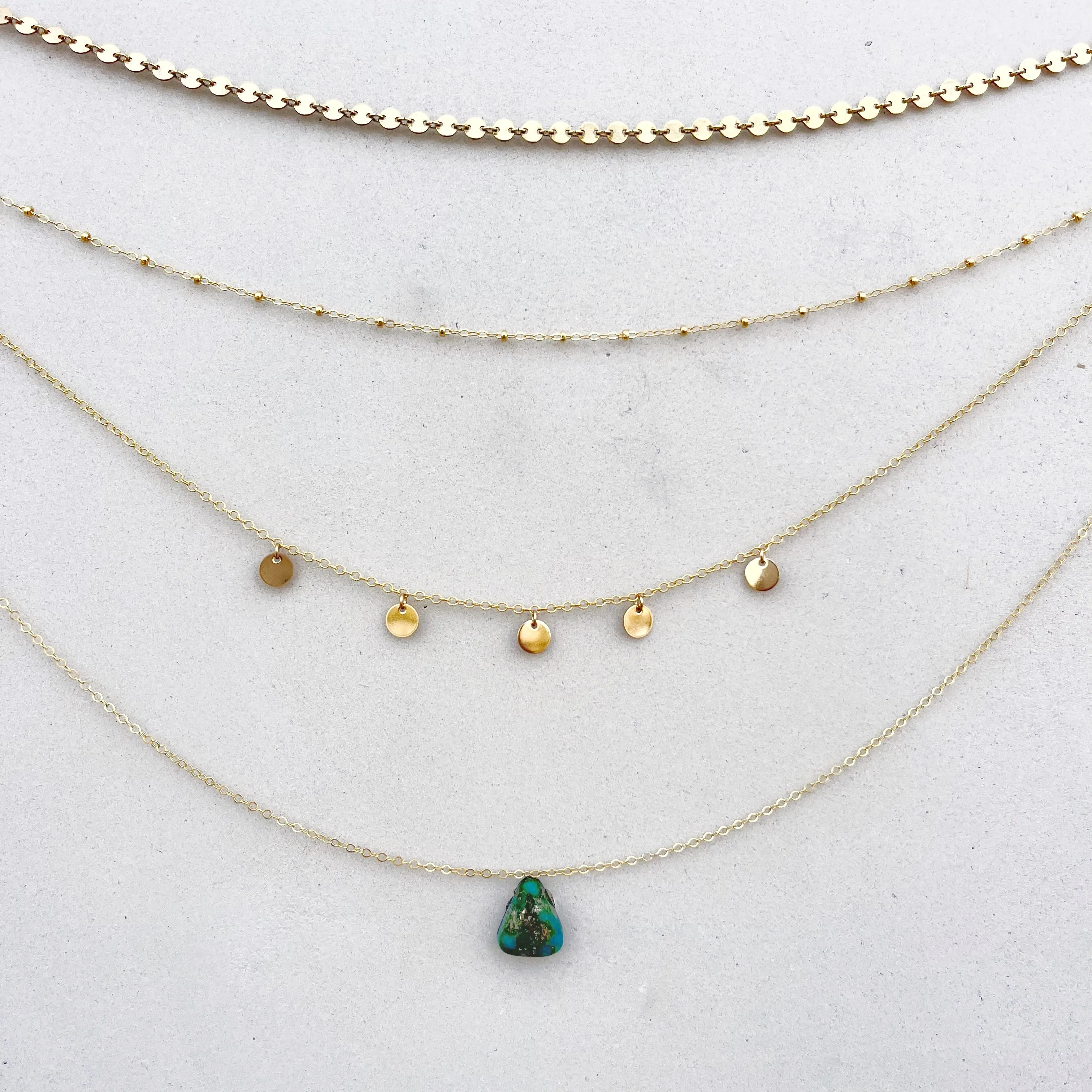 14K gold-filled layered necklace set with Sonoran Gold turquoise