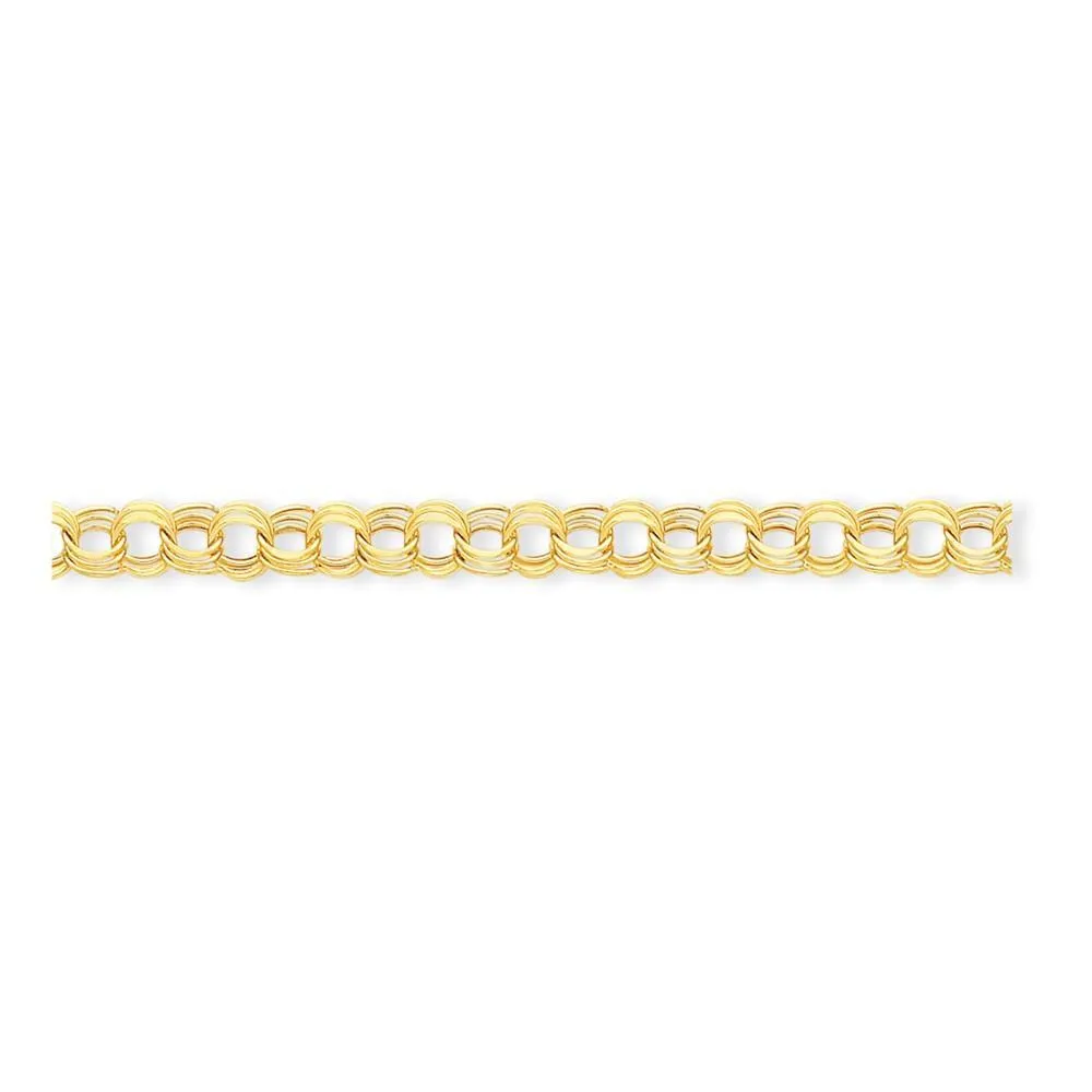 14k Gold Lite Triple Link Charm Bracelet