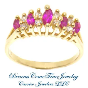 14K Gold Ruby and Diamond Ladies Cocktail Ring