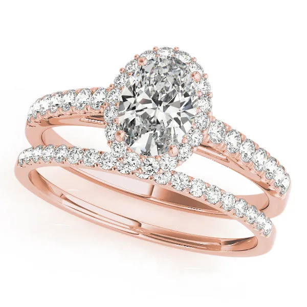 14k Halo Engagement Ring Set