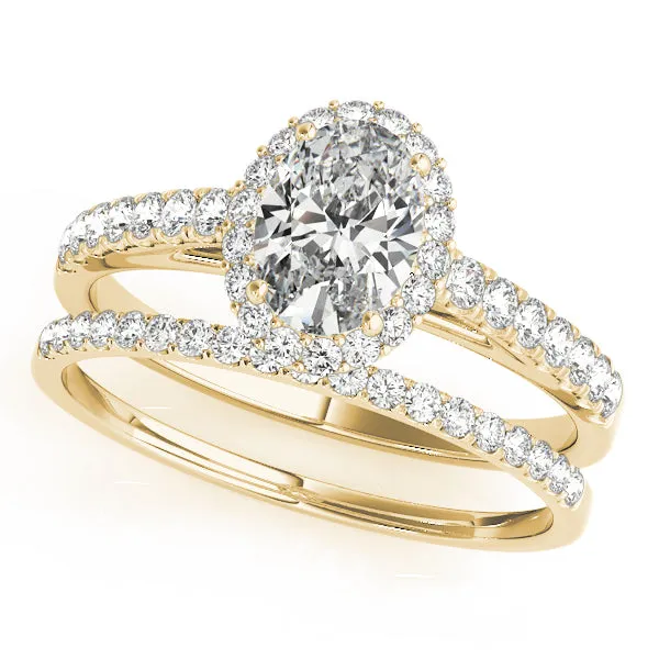 14k Halo Engagement Ring Set