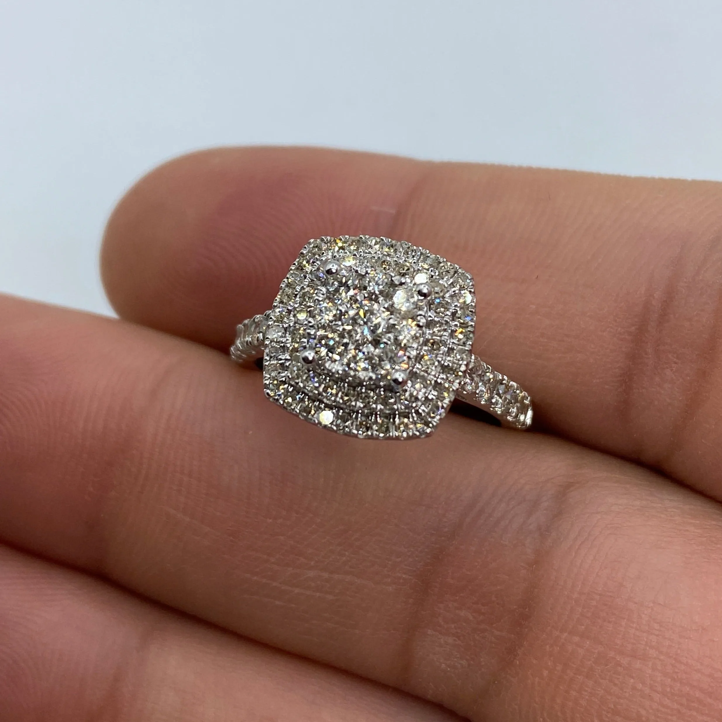 14K Large 3D Square Diamond Engagement Ring