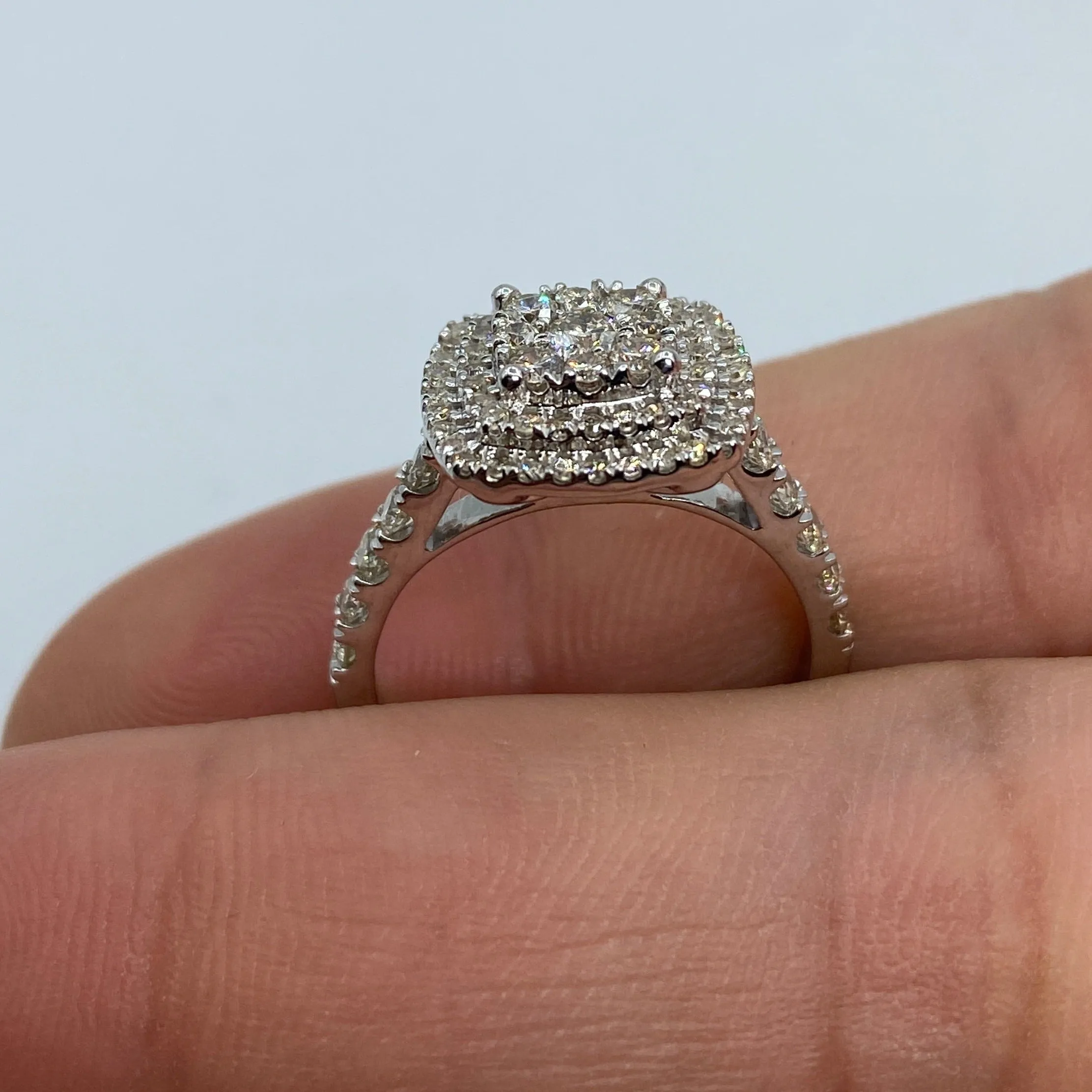 14K Large 3D Square Diamond Engagement Ring