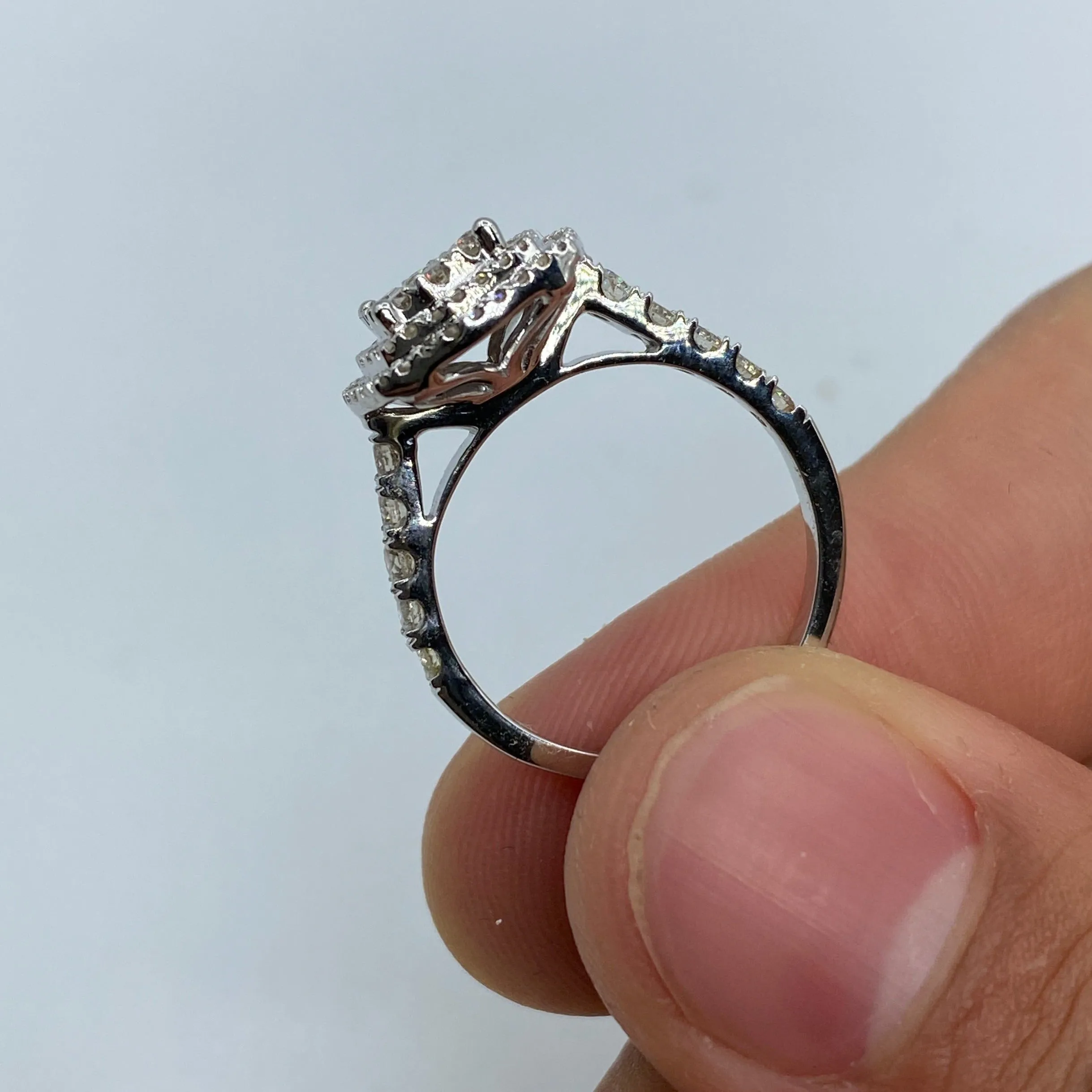 14K Large 3D Square Diamond Engagement Ring
