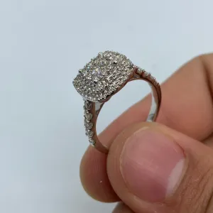 14K Large 3D Square Diamond Engagement Ring