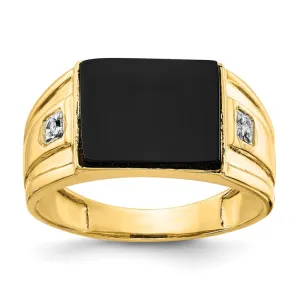 14k Men's Onyx and Diamond Ring