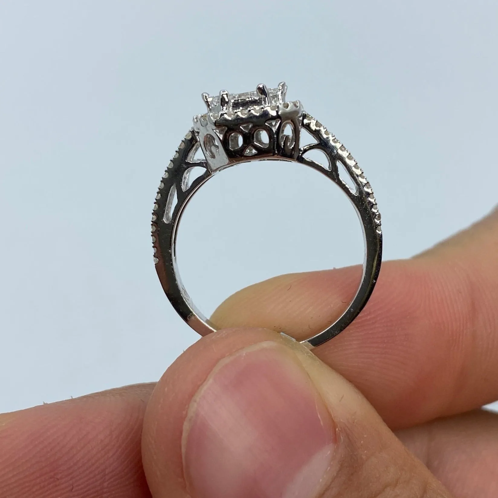14K Rectangle Diamond Baguette Engagement Ring
