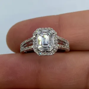 14K Rectangle Diamond Baguette Engagement Ring