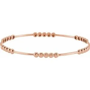 14K Rose 3.6 mm Beaded Bangle 7 3/4" Bracelet