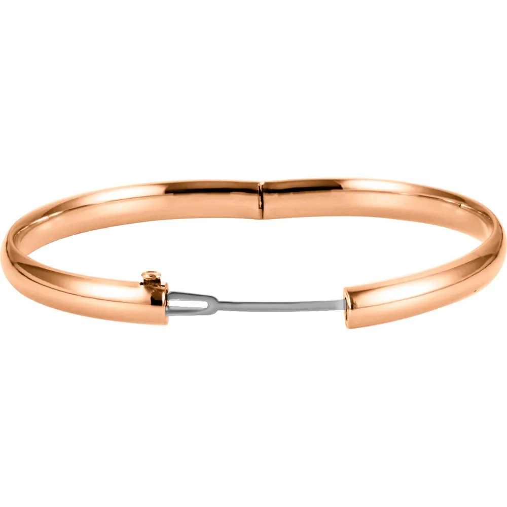 14k Rose Gold 6.5mm Hinged Bangle Bracelet
