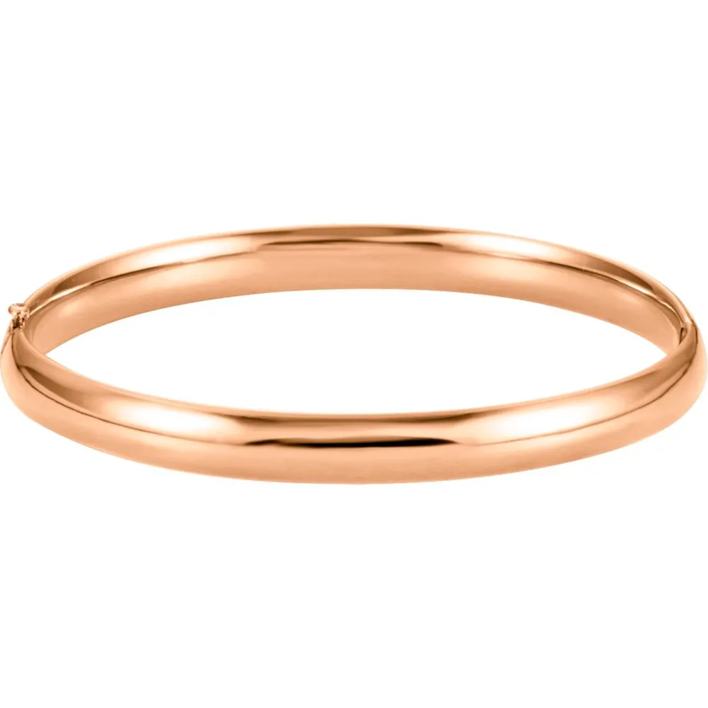 14k Rose Gold 6.5mm Hinged Bangle Bracelet