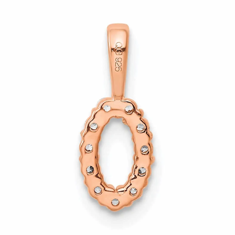14k Rose Gold Polished Finish with Diamonds Number 0 Charm Pendant