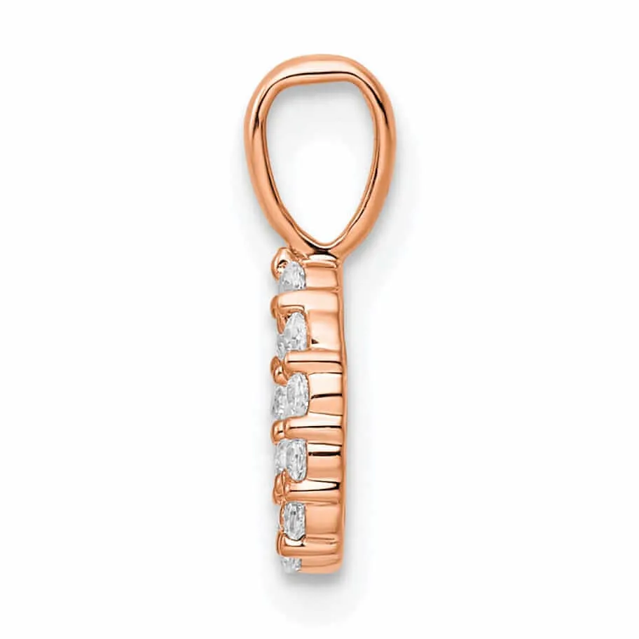 14k Rose Gold Polished Finish with Diamonds Number 0 Charm Pendant