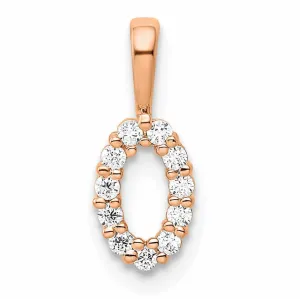 14k Rose Gold Polished Finish with Diamonds Number 0 Charm Pendant