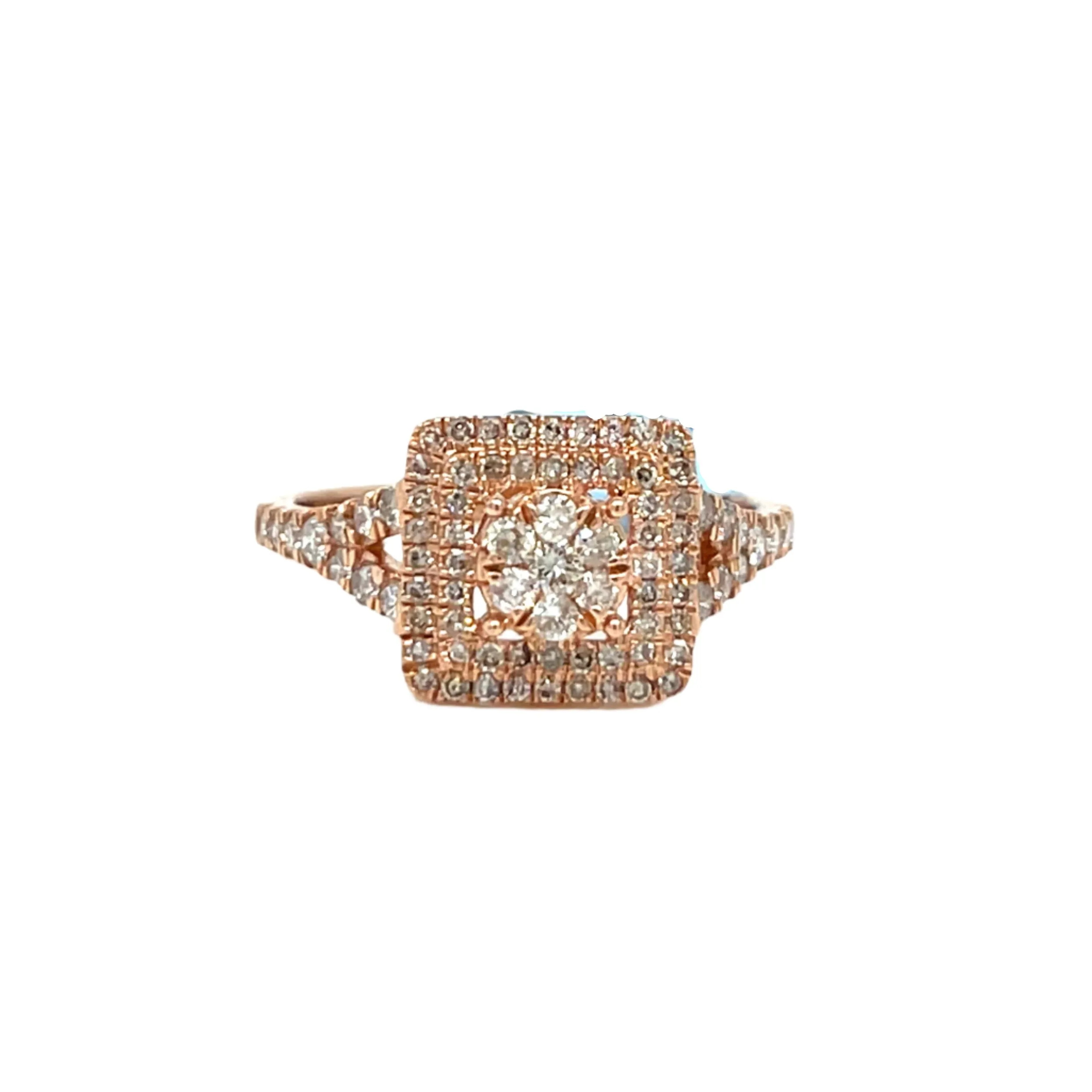 14k Rose-Gold Square 0.85ct Ring - SR10669