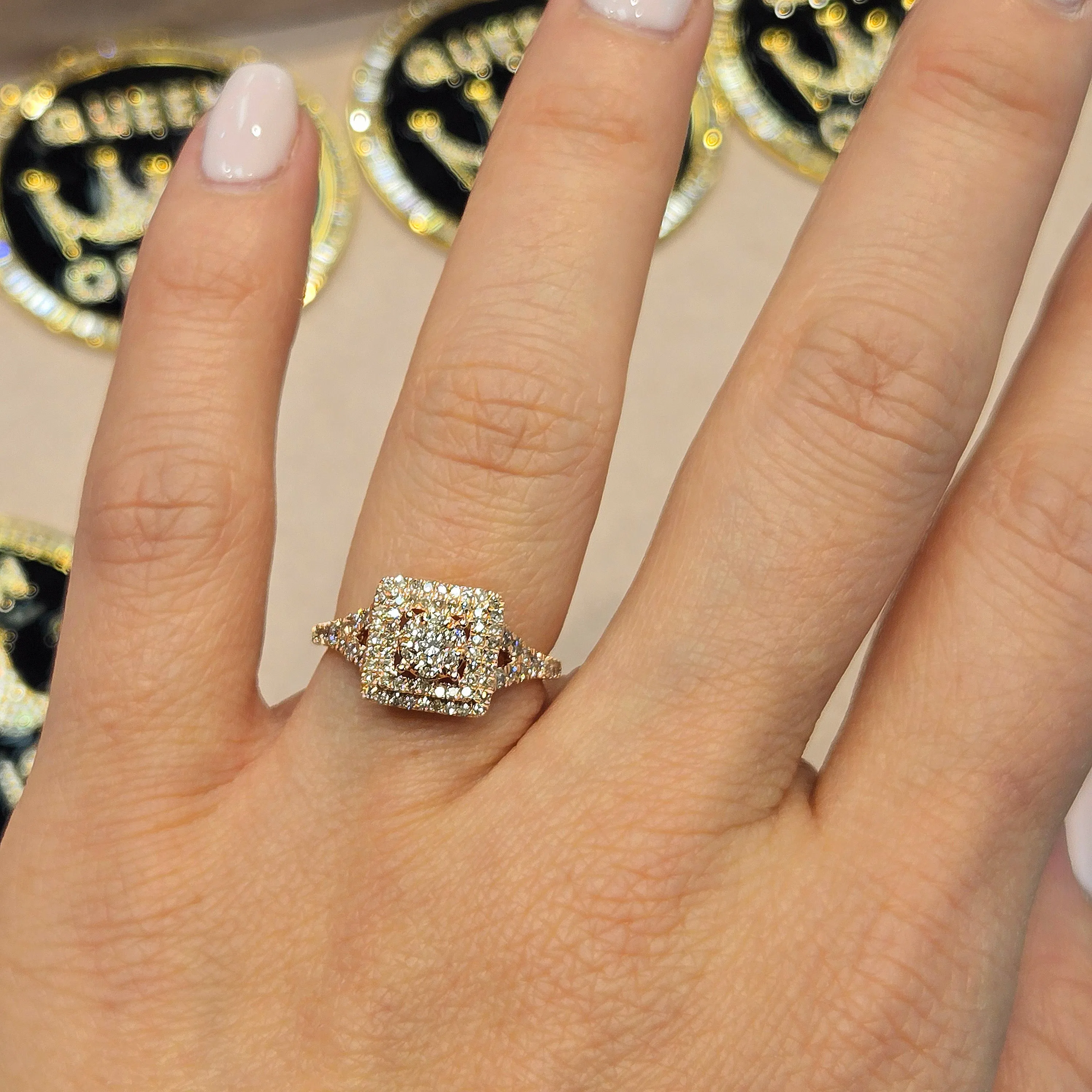 14k Rose-Gold Square 0.85ct Ring - SR10669