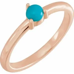 14K Rose Natural Turquoise Cabochon Ring