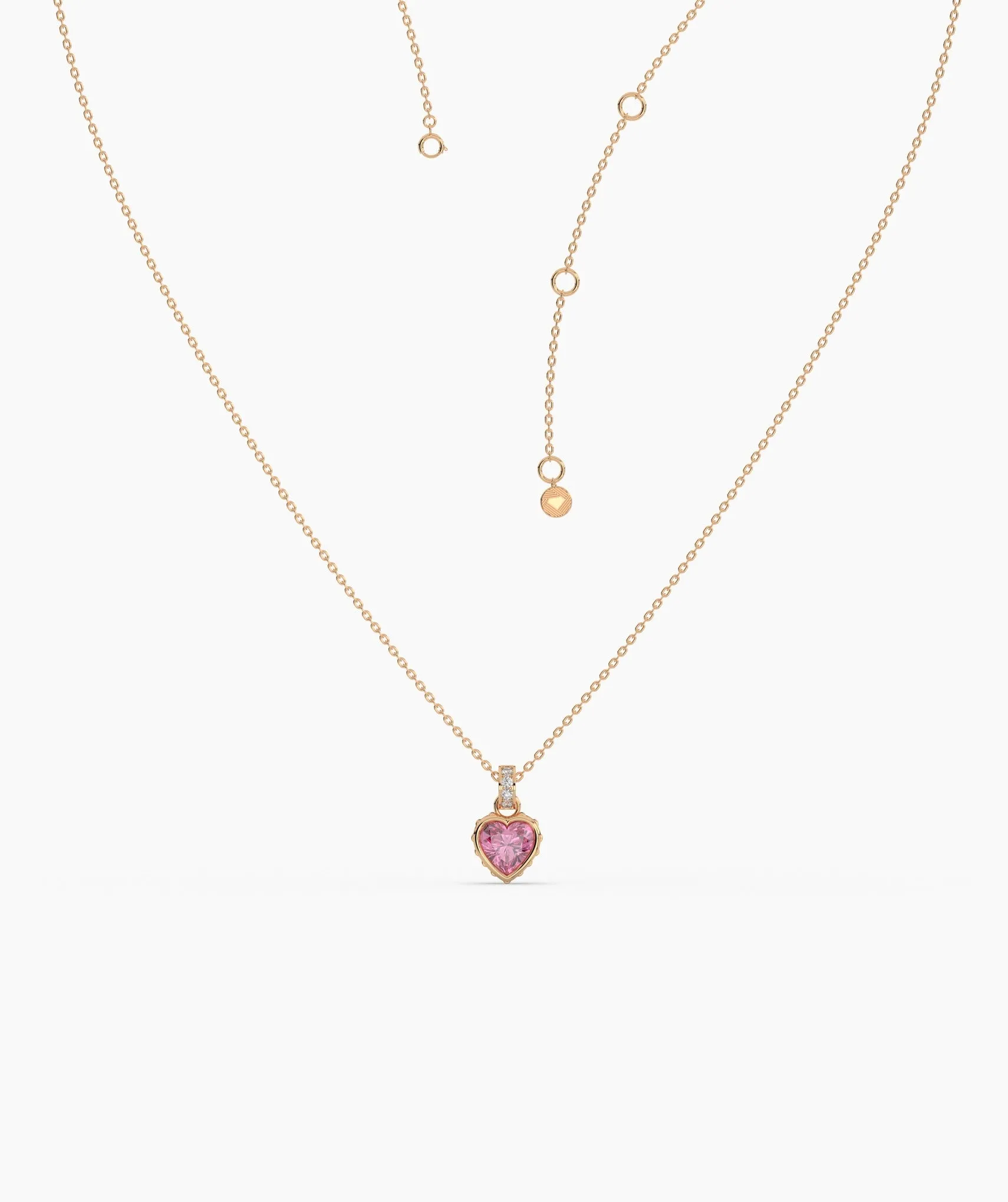 14K Solid Gold Necklace with Vibrant Red Stone