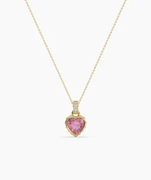 14K Solid Gold Necklace with Vibrant Red Stone