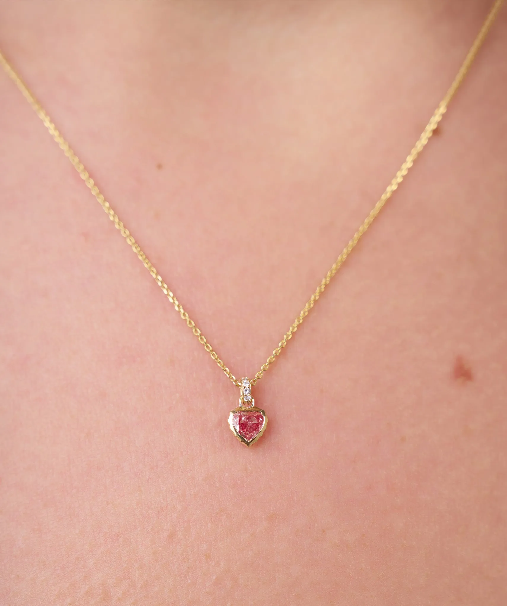 14K Solid Gold Necklace with Vibrant Red Stone