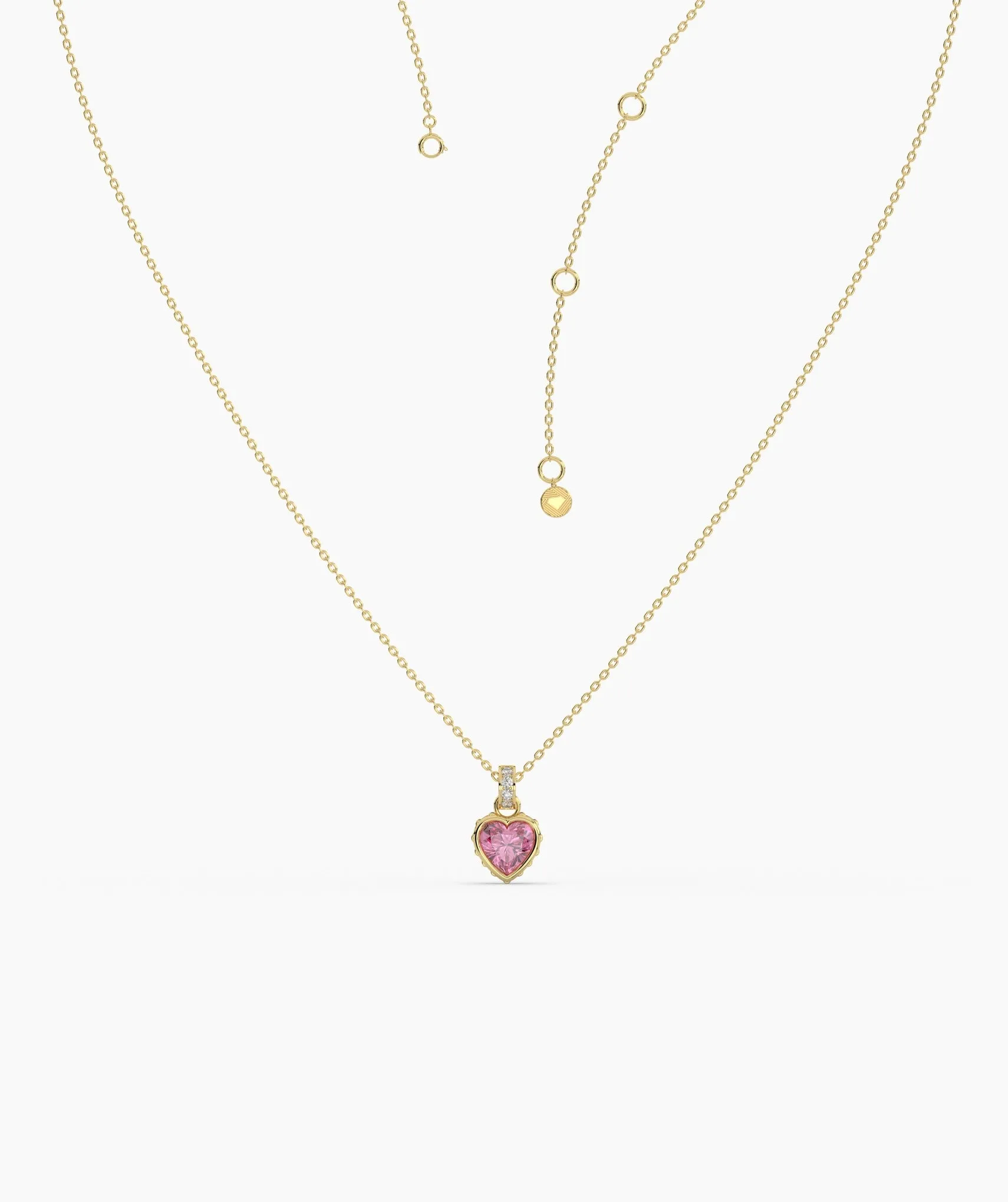 14K Solid Gold Necklace with Vibrant Red Stone