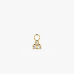 14k Tri Bezel Hoop Charm