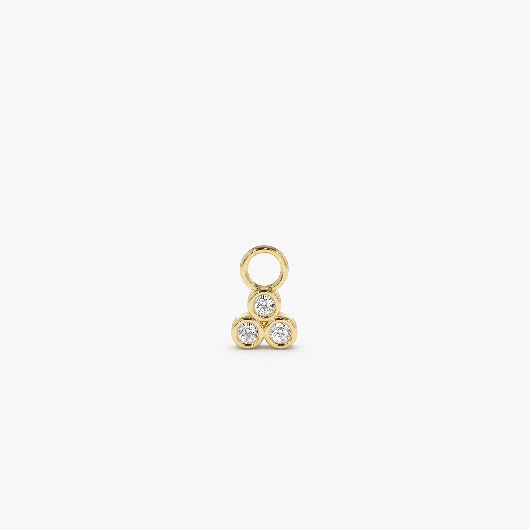 14k Tri Bezel Hoop Charm