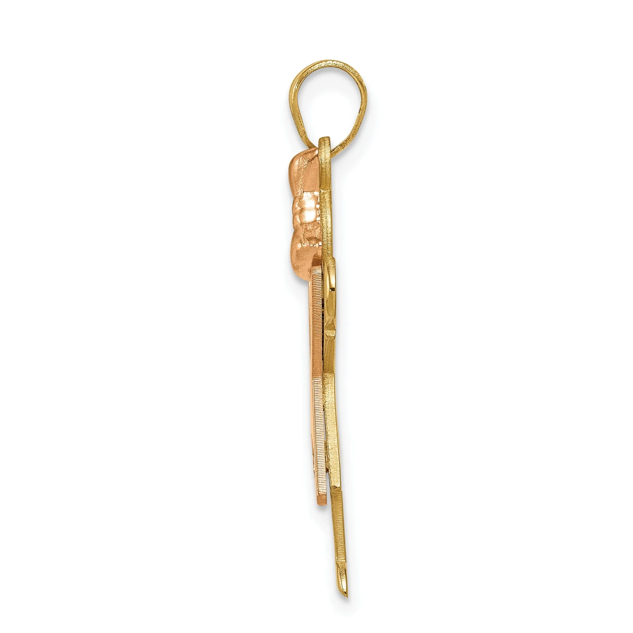 14k Two-tone Diamond Girl With Bow Love Pendant