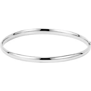 14K White 4 mm Hinged Bangle Bracelet