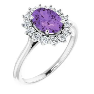 14K White Amethyst & 3/8 CTW Diamond Ring