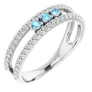 14K White Aquamarine & 1/4 CTW Diamond Ring