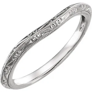 14K White Design-Engraved Band for 6.2 mm Engagement Ring