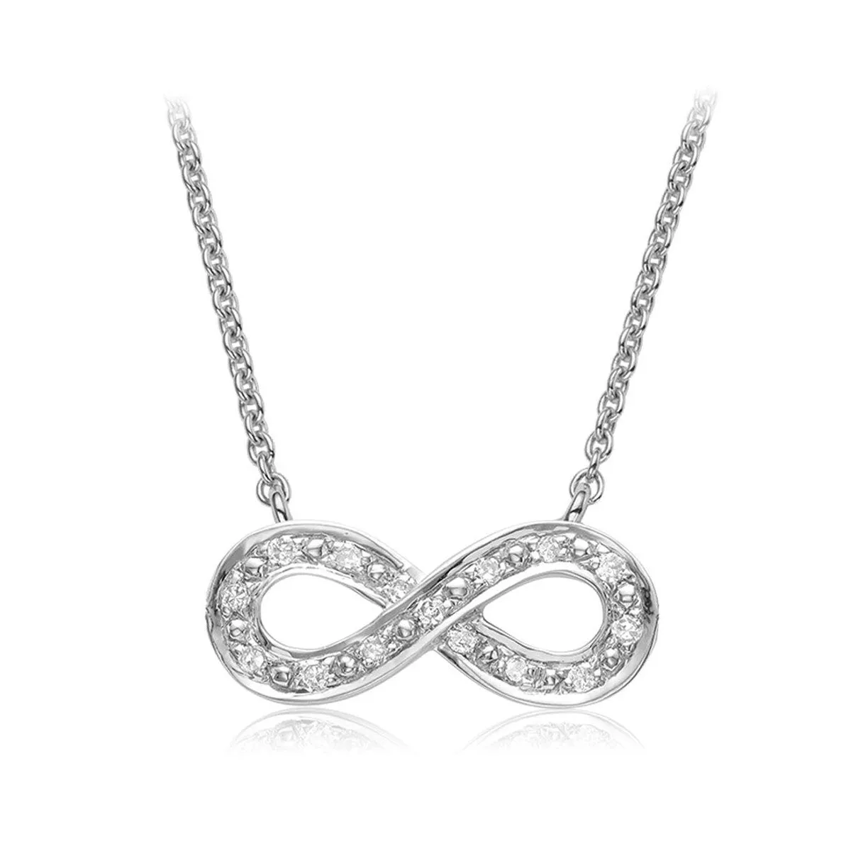 14K White Gold (0.06ct) Diamond Infinity Necklace