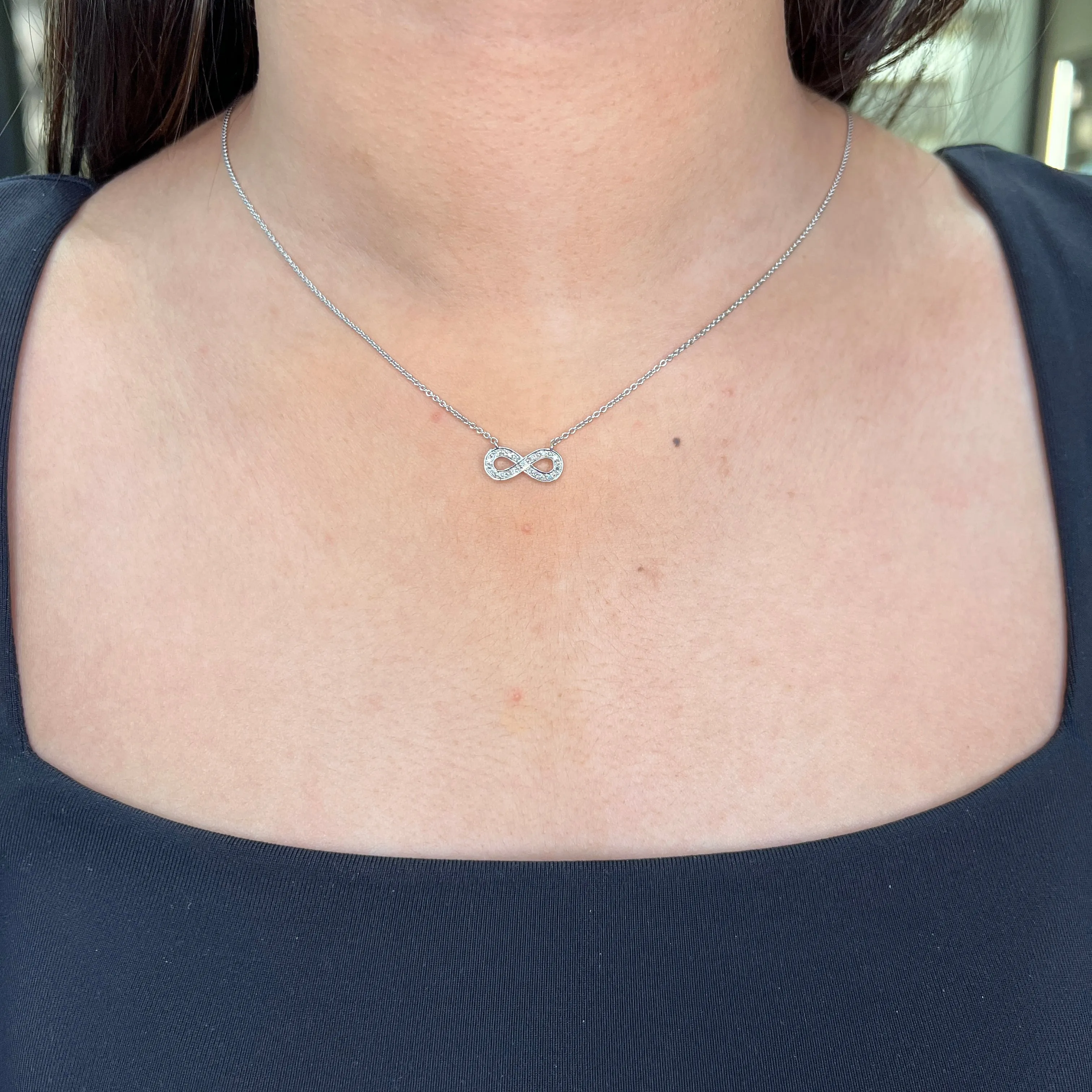 14K White Gold (0.06ct) Diamond Infinity Necklace