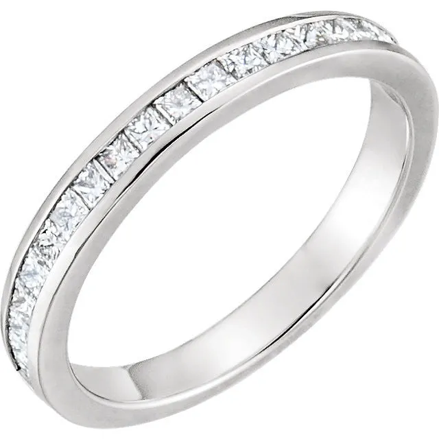 14k White Gold 1/2 CTW Diamond Band, Size 7