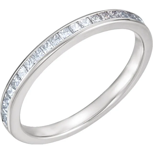 14k White Gold 1/2 CTW Diamond Band, Size 7
