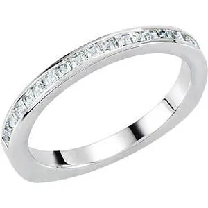 14k White Gold 1/2 CTW Diamond Straight Band, Size 7